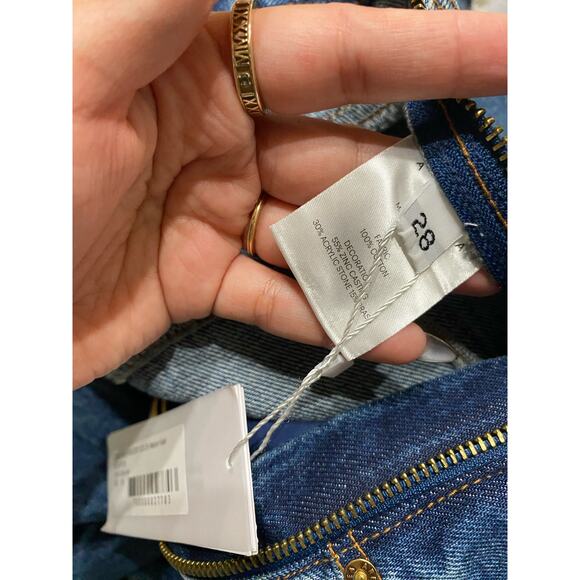 NEW Area Jumbo Crystal Dark Wash Blue Jeans Crystal belt sz 28 - Picture 10 of 10